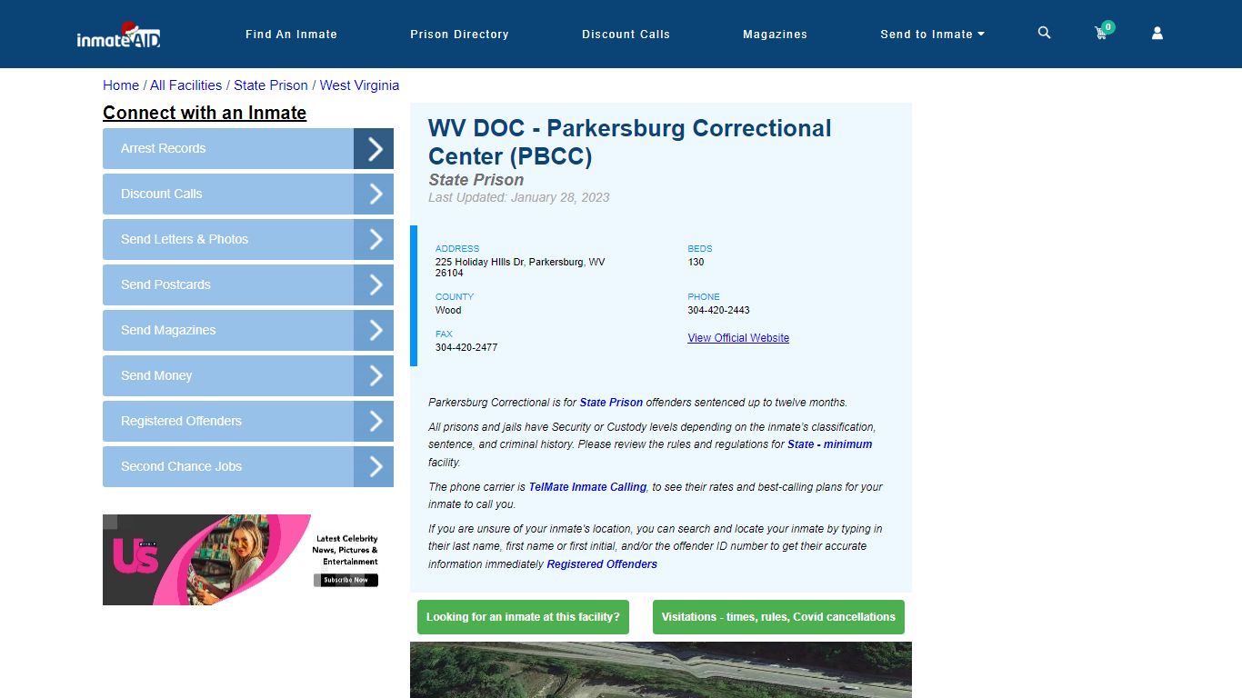 WV DOC - Parkersburg Correctional Center (PBCC) & Inmate Search ...